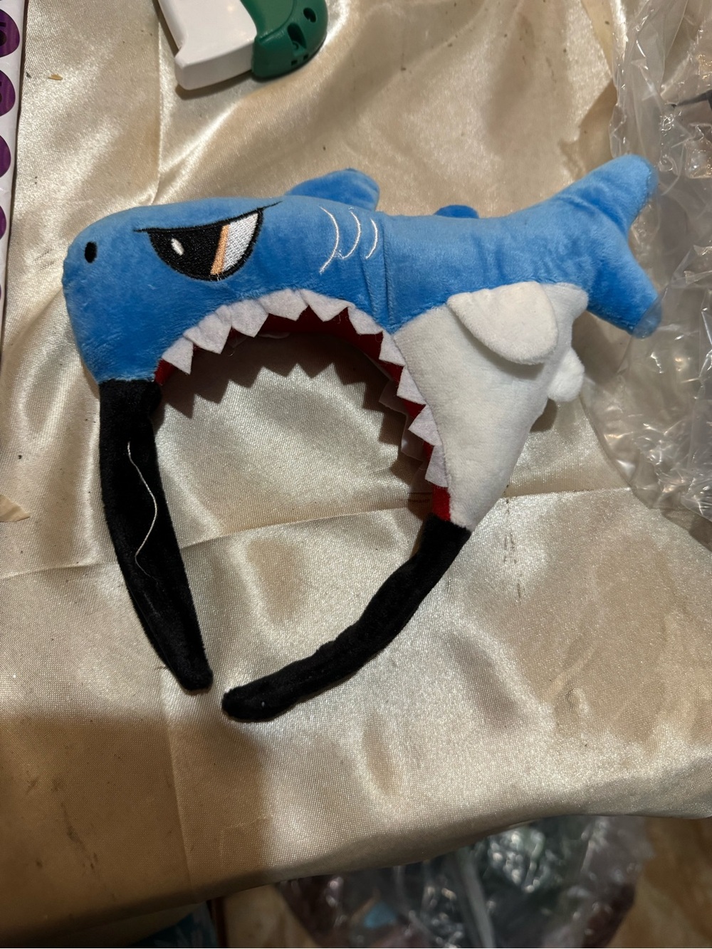 Spirit Blue and White Plush Shark Headband for Kids
